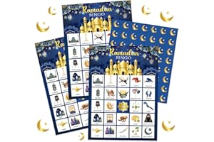 Liliful 35 Pcs Eid Al Adha Bingo Games 24 Players Eid Mubarak Bingo Cards Ramadan Party Favors for Boys Girls Adults Family Classroom Activities Muslim Festival Party Games Supplies