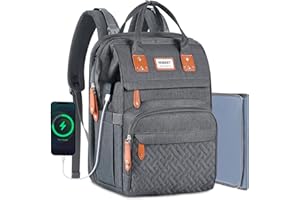 HOBEST Diaper Bag Backpack, Multifunction Large Travel Diaper Bag with Changing Pad and USB Charging Port for Moms Dads, Waterproof Unisex Baby Bag for Boys Girls, Baby Registry Search