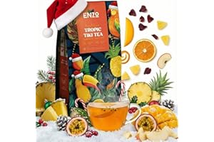 ENZO'S PRIVATE SELECTION ENZO Tea Master Reserve - Tropical Tiki Tea (4oz) 7-Tropical-Fruit Blend for Afternoon Energy | Loose Leaf with Dried Mango Passion Fruit Pieces & Natural Fruit Essences