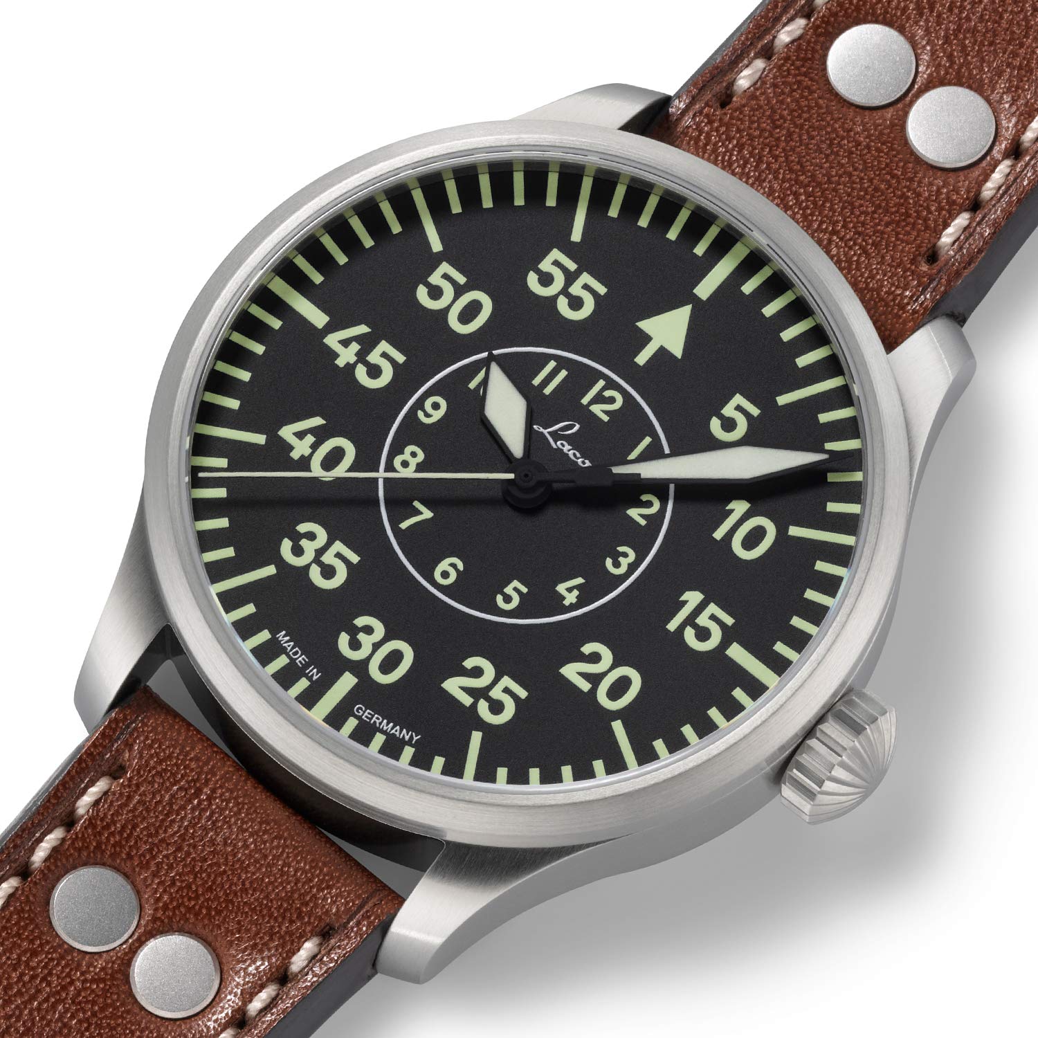 Laco Fliegeruhr, Automatikuhr, Edelstahlgehäuse, Saphirglas, 5 bar, Made in Germany 2