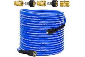 VIHEG Pressure Power Washer Hose 100 FT x 1/4", Super Flexible Kink Resistant Car Washer Replacement with M22 Fittings & 3/8" Quick Connect Adapters for Ryobi Troy Bilt Flexzilla Greenworks & More, 4200PSI