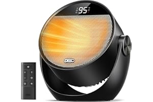 Dreo Space Heater 1500W, 60° Adjustable Tilt, 10.5ft/s Portable Electric Heaters for Indoor Use with Thermostat, 8 Safety Protections, 3 Modes, Remote, Quiet Desk Heater for Bedroom, Office, Black
