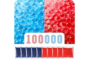 HARRINGBACK Gel Ball Beads Blaster Refill Ammo, 100000 Pieces Per Pack Water Beads for Splat Blaster, 7-8mm Compatible with Orbeez Gun and Splatter Ball Gun, Blue and Red
