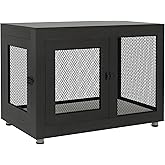 PawHut 37in Dog Crate Furniture with Cushion, Indoor Pet Kennel End Table with 2 Doors, for Large Dogs, Black