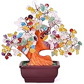 AzureLeap Feng Shui Quartz Crystal Money Tree Bonsai Style Decoration for Luck and Wealth (Multicolor)