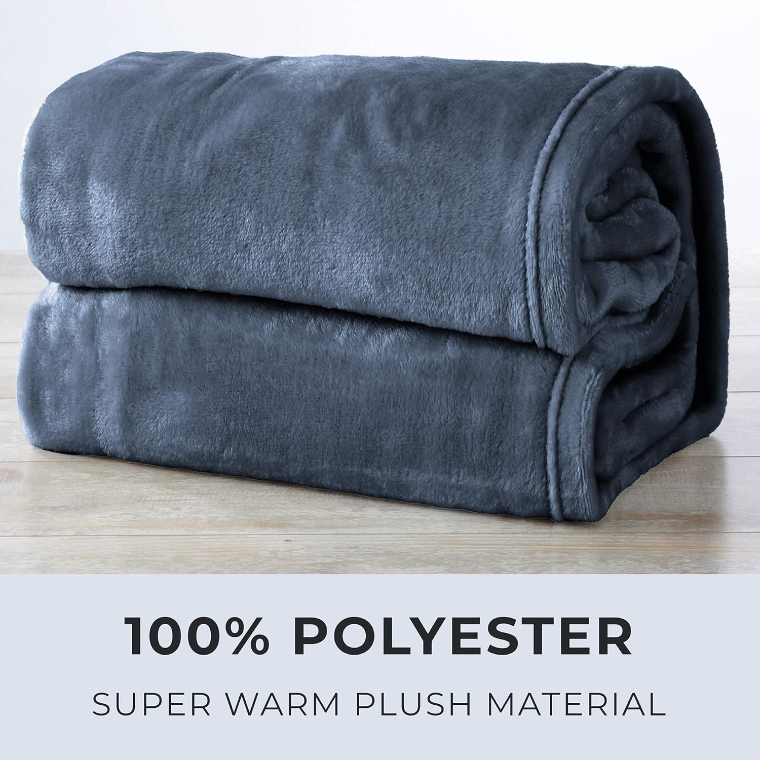 Luxury Velvet Ultra Plush Solid All-Seasons Soft Fleece Bed Blanket. Lightweight, Cozy and Warm. Avianna Collection (Twin, Dark Denim): Kitchen & Dining