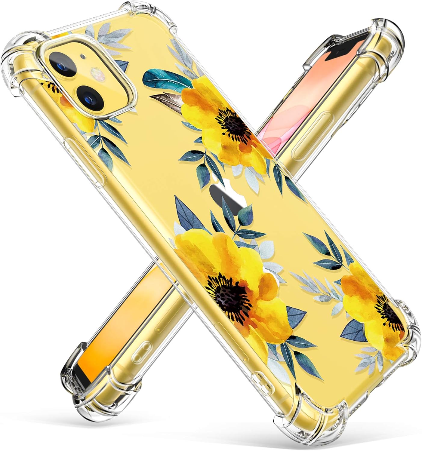 GVIEWIN iPhone 11 Case, Clear Flower Design Soft & Flexible