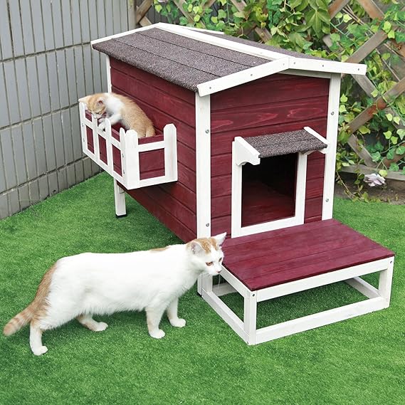 Amazon.com : Petsfit Large Weatherproof Outdoor Cat House with