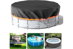 SBEKIEV 24FT Round Pool Cover - Pool Cover for Above Ground Pools, Swimming Pool Cover with Pool Accessories, Round Hot Tub Cover for Waterproof and Dustproof, Oxford Fabric Stock Tank Pool Cover (Orange)