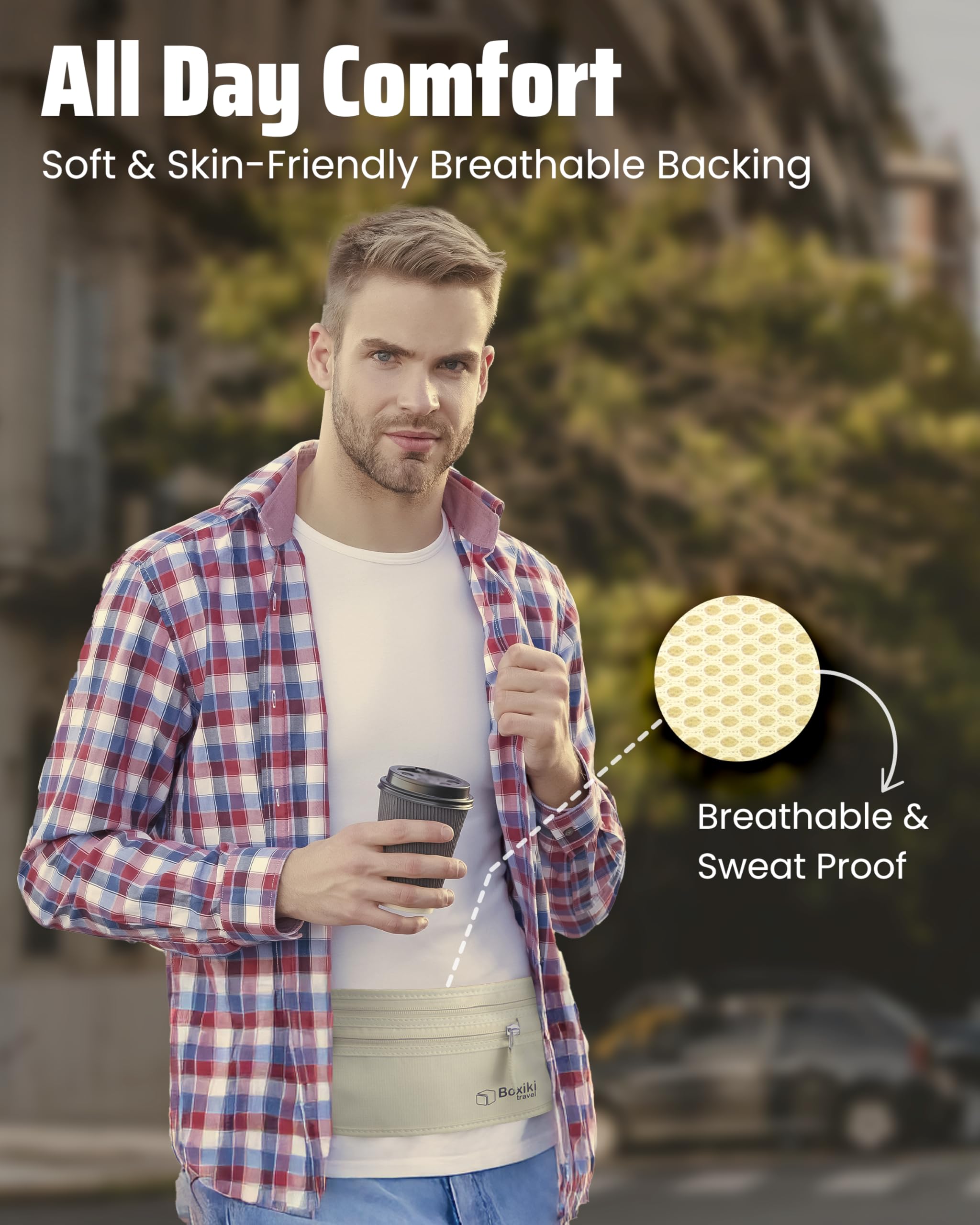 RFID Blocking Money Belt for Travel – Ultra Comfortable Hidden Travel Wallet, Lightweight & Water-Resistant with Adjustable Strap – Secure Cash & Passport Holder for International Trips & Theme Parks