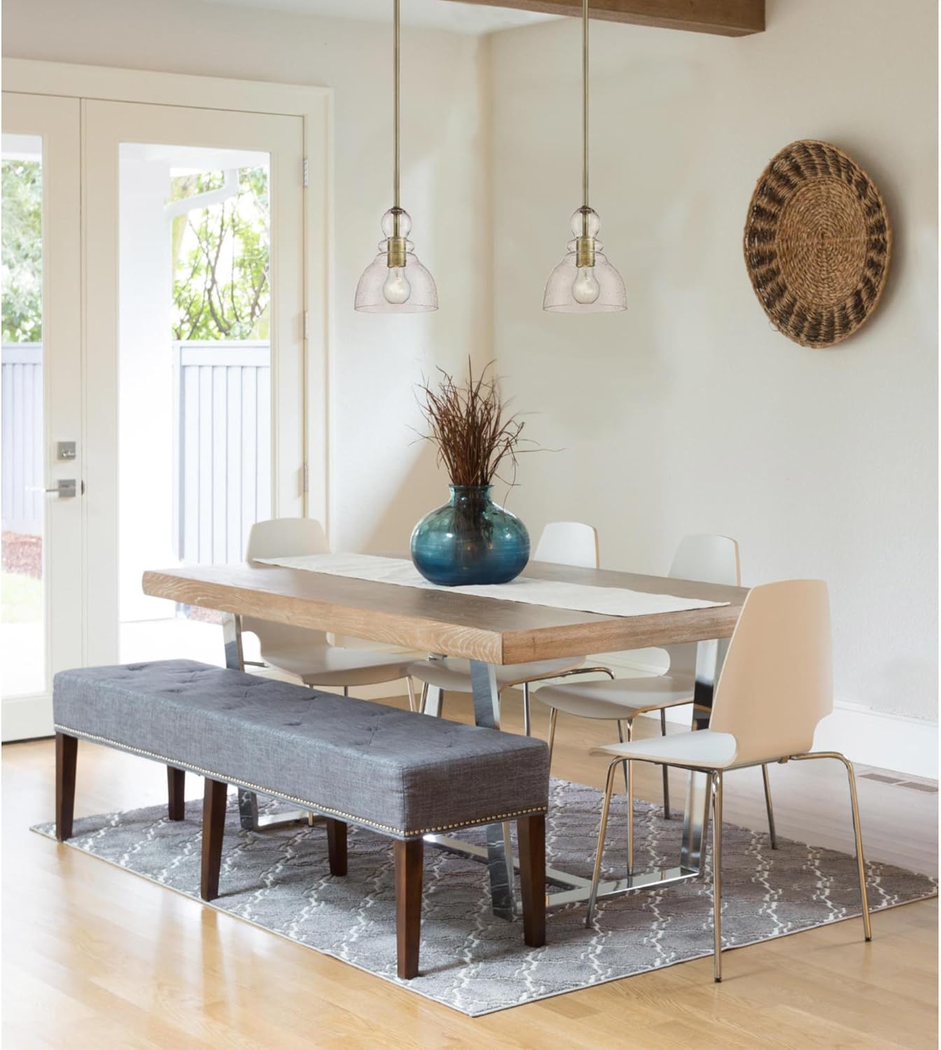 Westinghouse Lighting 6100700 One-Light Indoor Mini Pendant, Brushed Nickel Finish with Clear Seeded Glass - - 
