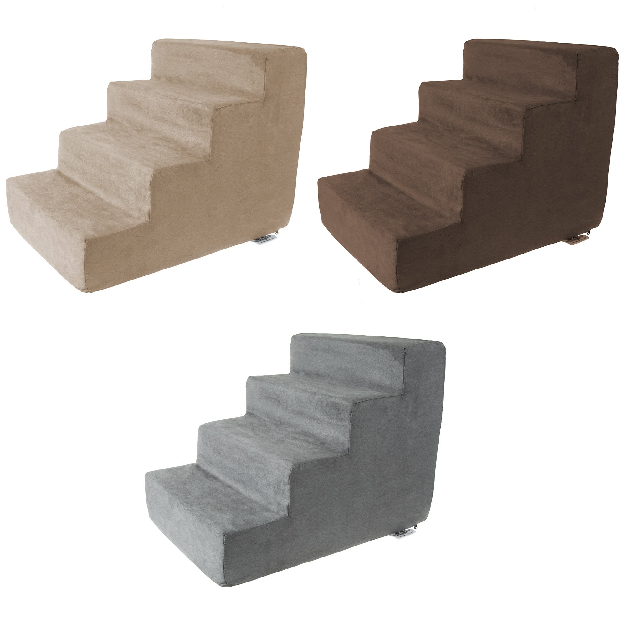 High Density Foam Pet Stairs Steps with Machine Washable Zippered Removeable Micro-Fiber Cover and Non-Slip Bottom by PETMAKER