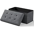 OS MOTOR Storage Ottoman Bench, Folding Ottoman Foot Rest, 15 x 30 x 15 Inches, End of Bed Bench,Storage Chest, for Living Room, Bedroom, Hallway, Entryway, Dark Gray