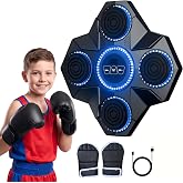 Music Boxing Machine, Wall Mounted Bluetooth Punching Pad with Gloves | Height Adjustable Easy Setup with 5 Levels for Adults and Kids, Bluetooth Music Boxing for All Groups at Home and Office