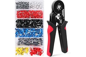 KNOWEASY Ferrule Crimping Tool Kit,Knoweay Wire Crimper Set 23-7AWG and Wire Stripper with 1200PCS Wire Ferrules Connectors,185PCS Heat Shrink Tubing With Boxs