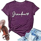 Grandma Shirts for Women Nana Shirt Heart Printed Casual Gigi Short Sleeve Tee Top