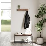 Kazai Toke Wall-Mounted Coat Rack Walnut with 5 Stainless Hooks view 6