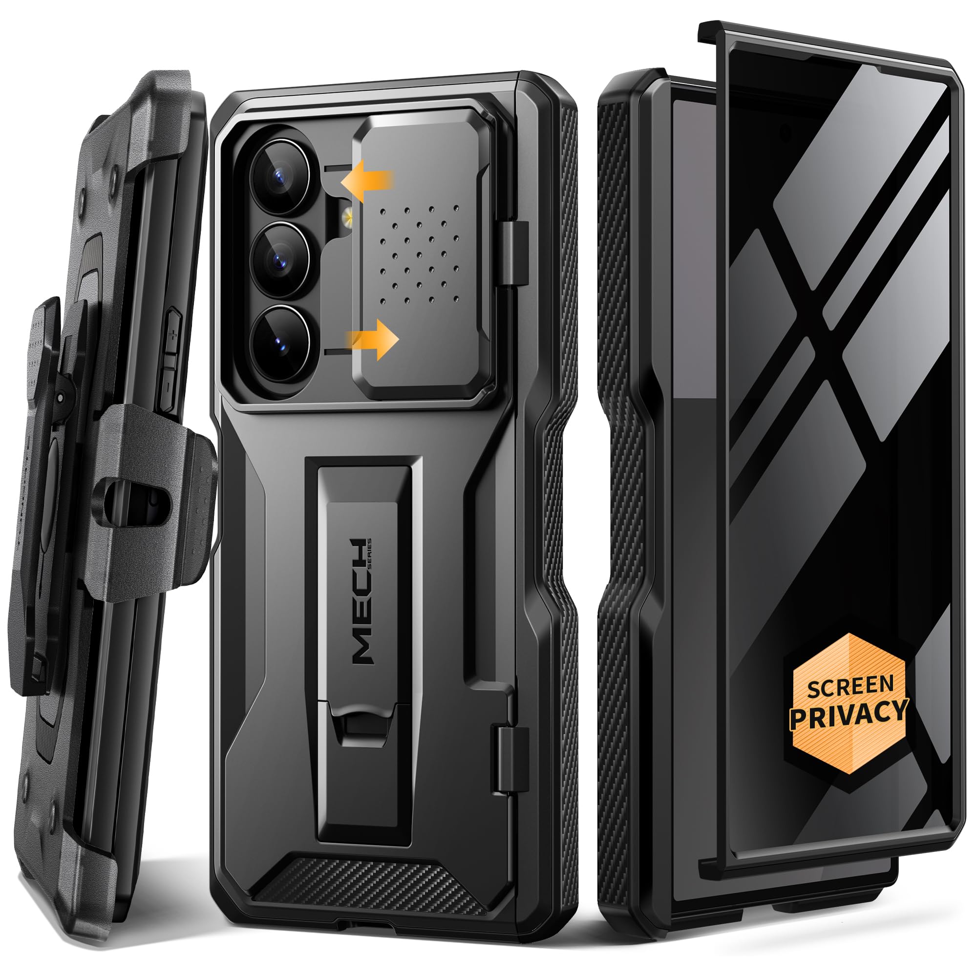 Photo 1 of TONGATE for Z Fold 7 Case with Privacy Screen Protector, [Built-in Slide Camera Cover & Stand] [Anti Spy] Military Grade Drop Phone Case for Samsung Galaxy Z Fold 7 with Belt Clip, Black Privacy