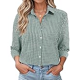LOMON Womens Long Sleeve Button Down Shirts Casual Loose Fit Cotton Collared Blouses