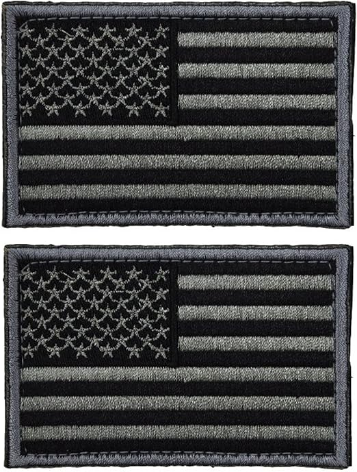 Army Collectibles 2 pieces Tactical USA Flag Patch Black Gray Velcro