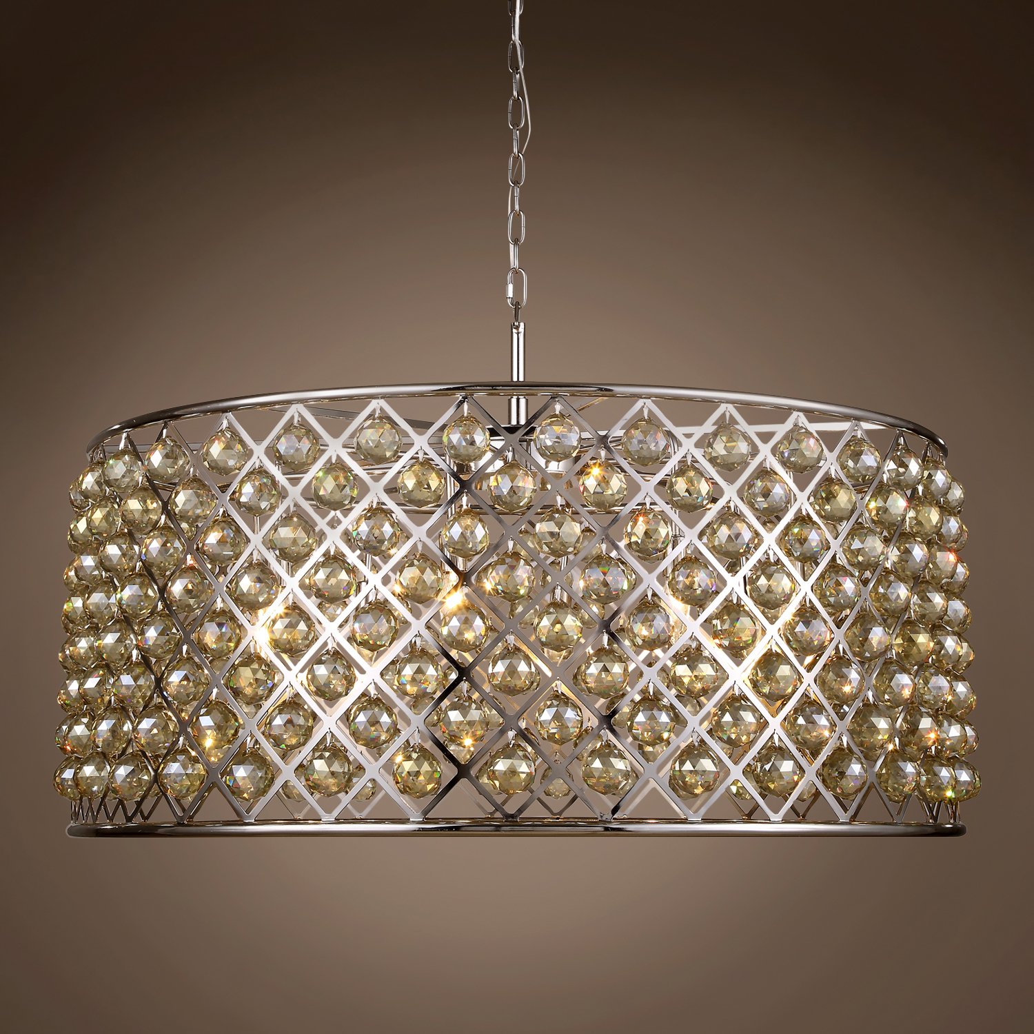 Crystal Grid Hoop 10 Light 43 5 Polished Nickel Golden Teak