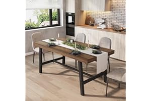 Garvee Industrial Dining Table for 4-6 People, 63" Long Wooden Kitchen Table with Sturdy Metal Frame & Grey Finish - Seats 4 