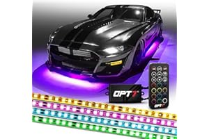 OPT7 Aura Flexible Underglow Car Lights with APP & Remote Control, Exterior Neon Accent Underbody Lighting Kit, 4 PCS RGB LED Light Strips for Cars Trucks RV, Waterproof, Multi Colors Music Mode, 12V