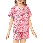 Arshiner Girls Pajamas Sets Short Sleeve Kids Pjs Button Down Sleepwear for 4-13Y