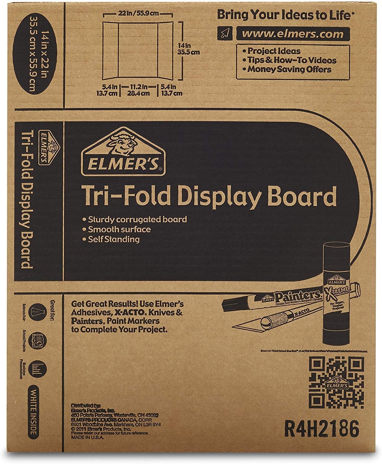 Elmer's Tri-Fold Display Board, White, 14x22 Inch : Ordinary Display Boards : Office Products