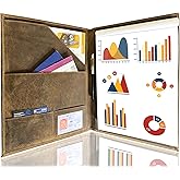 Leather Business Portfolio by Rustic Town | A4 Conference Folder Gift for Men & Women | Handmade Durable Leather Padfolio 3 + 1 Sleeves for Documents and Notepad