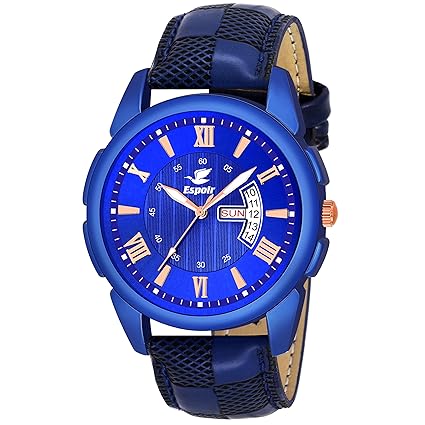Analogue Blue Dial Day and Date Boys and Mens Watch - CheckBlueRay0507