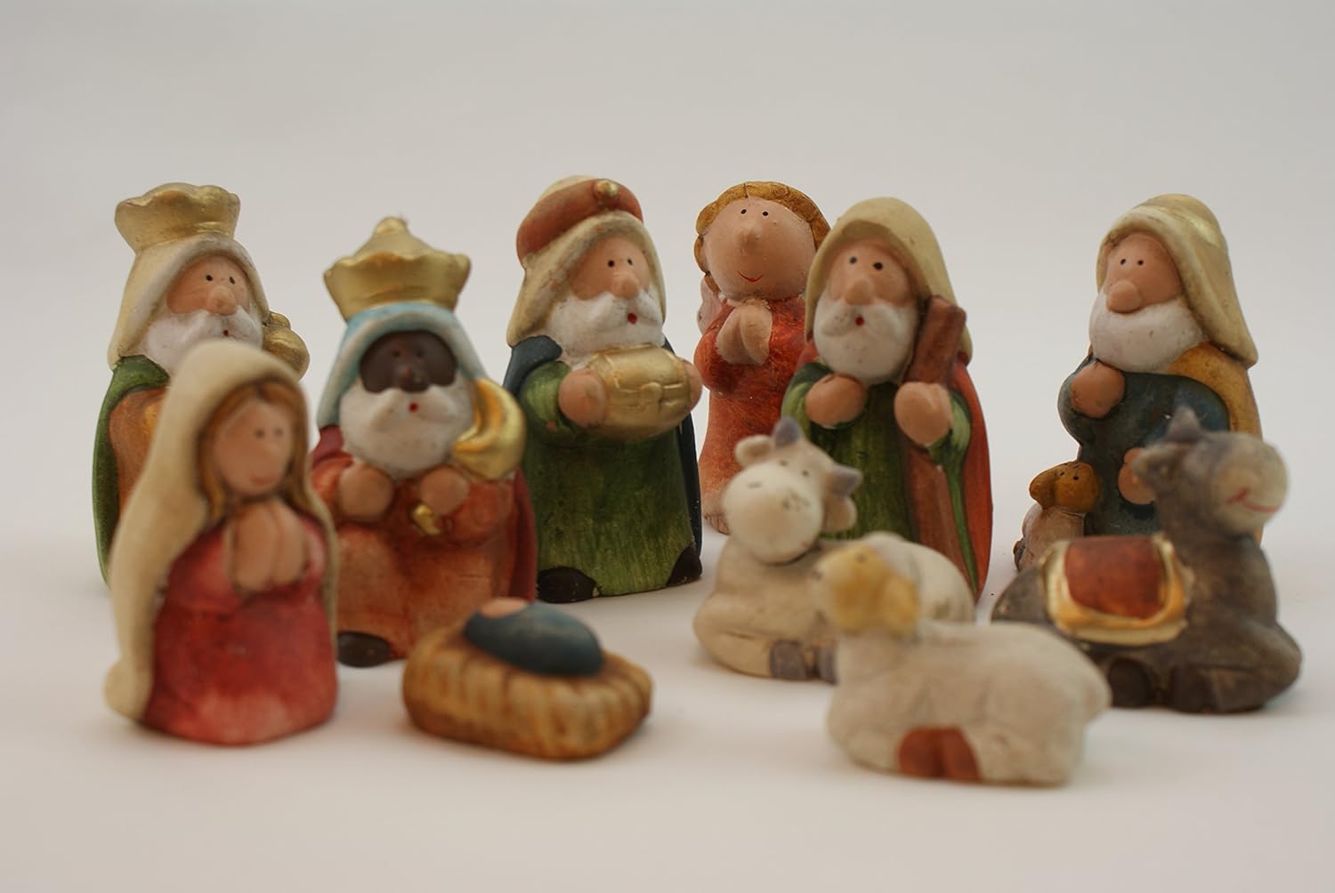 beTo Figuras de cerámica para portal de Belén piezas pintadas a mano