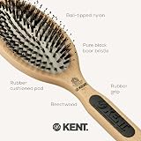 KENT PF01 Large Cushion Hairbrush Nylon Bristle Beechwood Smoothing Detangling view 5