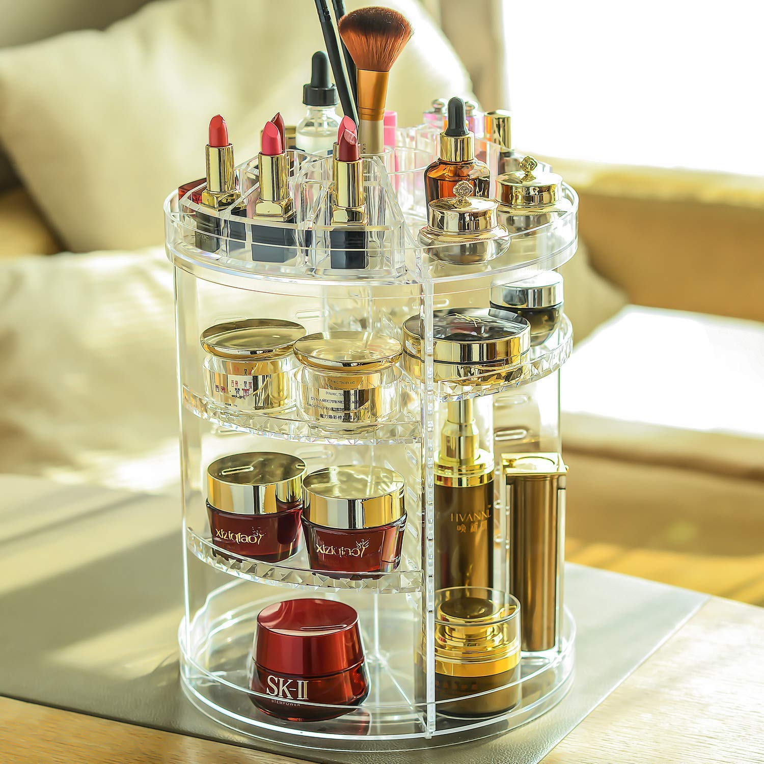 CECOLIC Organizador Maquillaje de 360 Grados, Almacenaje Cosmetica Almacenamiento Cosmético Estuche de Organizador Cajón de la Caja, Se Adapta a Las cremas, Pinceles, Barras de Labios