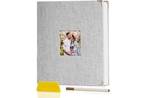 EVEVIER Large Photo Album Self Adhesive 3x5 4x6 5x7 8x10 Pictures Linen Cover 40 Blank Pages Magnetic DIY Scrapbook Album wit