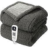 blunique Heated Blanket Electric Blanket Throw - Fast Heating Blanket Throw Double Sided Sherpa Ultra Soft Cozy with 10 Heating Levels & 2-10 Hours Auto Off, Mashine Washable, 50 x 60 Inches, Grey