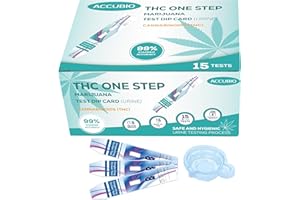 ACCUBIO Marijuana Test Kit, THC Single Panel Urine Drug Test, Individually Wrapped Cannabis Home Rapid Test, Highly Sensitive 99% Accurate Results in 5 Minutes, 50ng/mL, 15Pack