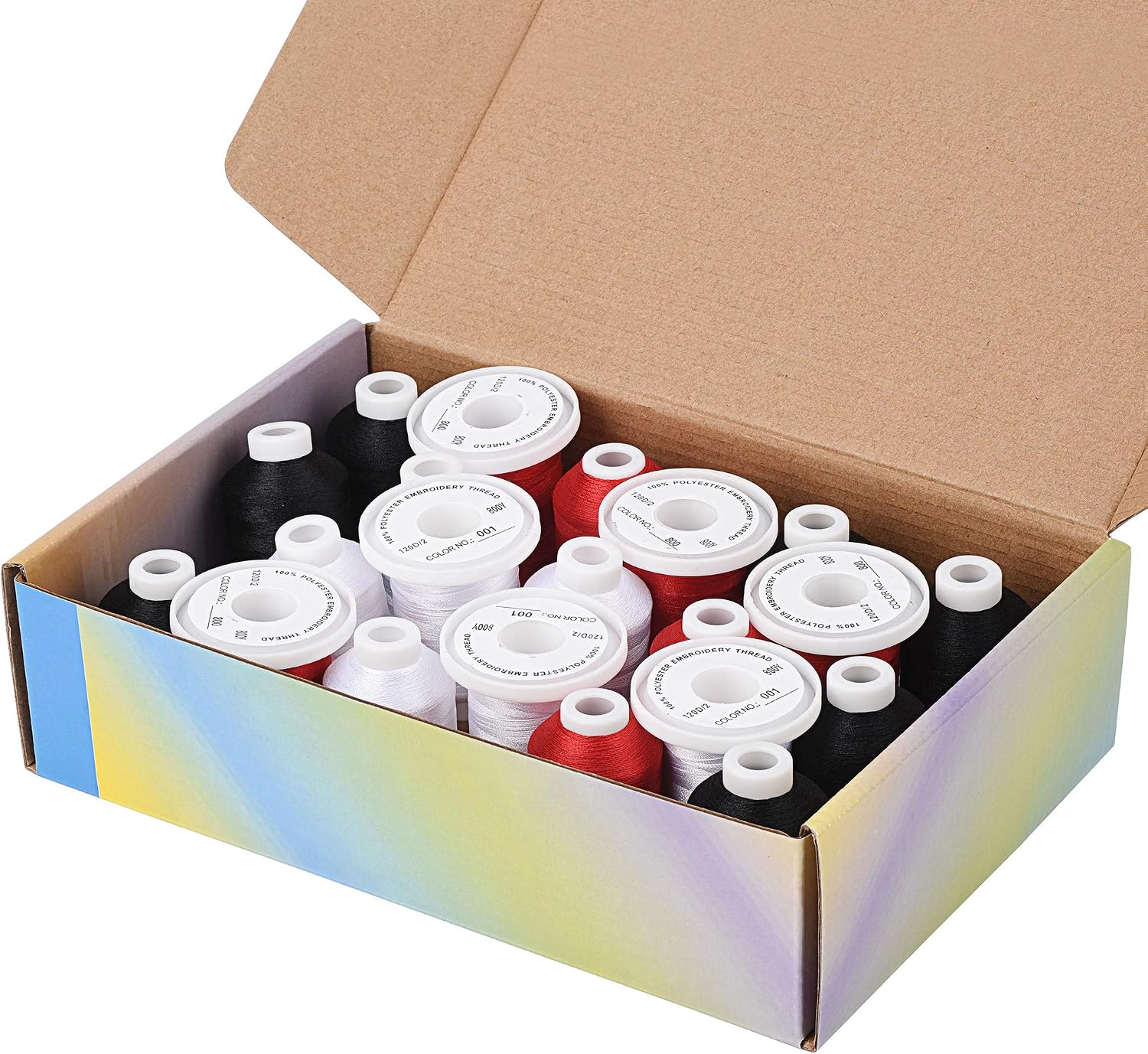 Simthread Embroidery Machine Thread Kit 800Y 21 Spools Black White and Red Colors for Professional Embroidery Design - Image 5