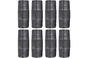 PIPE DECOR 3/4” x 2.5” Black Steel Plumbing Pipe, Pre Cut, Industrial Steel Grey Fits Standard 3/4 Inch Threaded Black Mallea