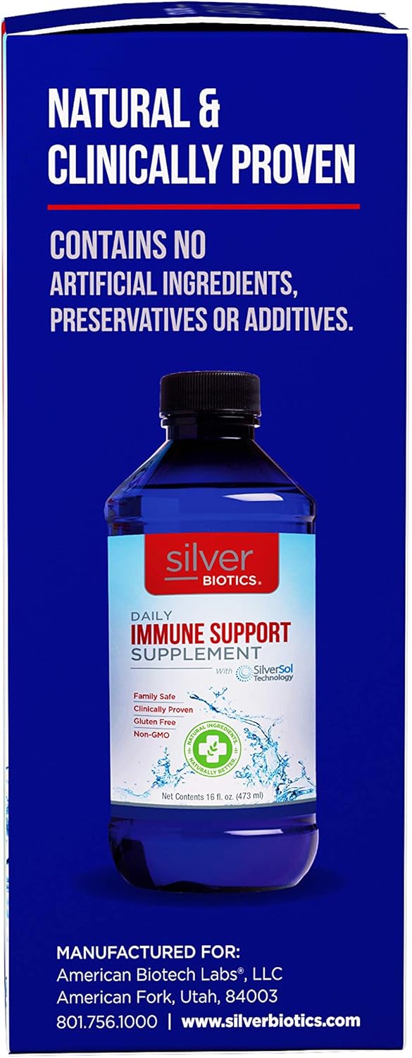 American Biotech Labs - Silver Biotics - Daily Immune Support Supplement with SilverSol Technology - 16 fl. oz.: Health & Personal Care