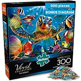 Buffalo Games Steve Sundram, Tiny Bubbles 300 Piece Puzzle, Poster Included | Oversized Precision Cut Pieces, Full Color Reference Poster, Faster Solve, Vivid Ocean Art, 300 Piece Puzzles for Adults