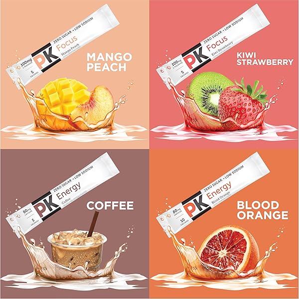 PURE KICK ENERGY AND FOCUS SINGLES TO GO DRINK MIX VARIETY PACK,BLOOD ORANGE, COFFEE, STRAWBERRY KIWI AND PEACH MANGO, 40 COUNT (PACK – 1)
