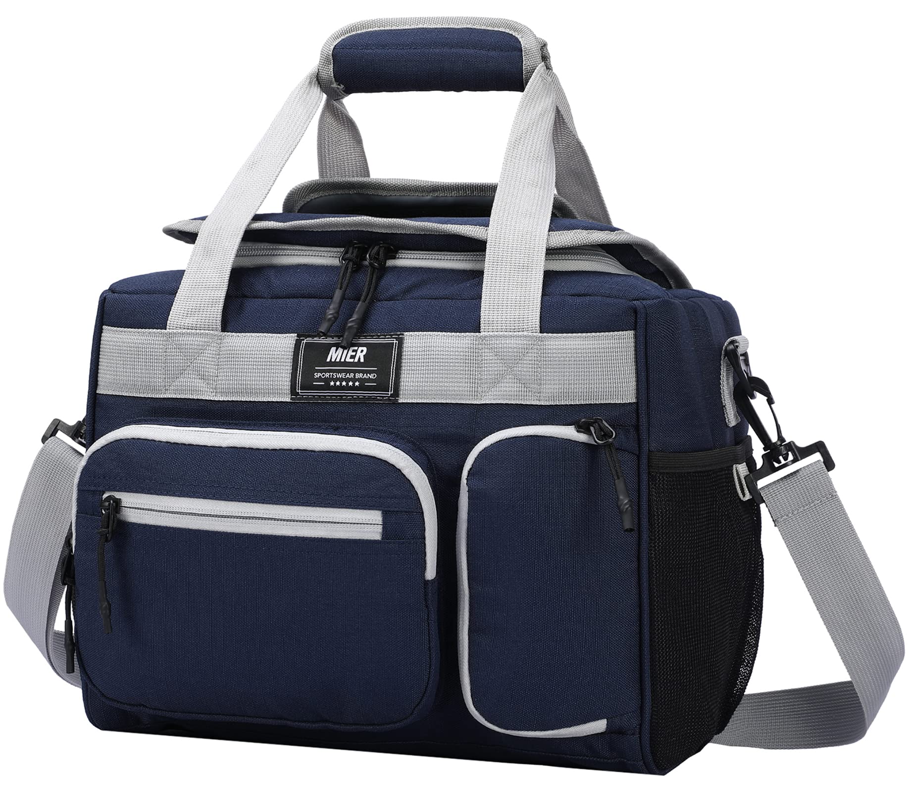 Photo 1 of MIER Leakproof Insulated Cooler Lunch Bag for Adult Men Women 30 Can Cooler Bag with Top Flip Lid, 18L, Multiple Pockets (Dark Blue-No Luggage Strap)