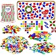 Csdtylh 1100 Pcs Mosaic Tiles, Glass Mosaic Tiles for Crafts Bulk, Stained Mosaic Glass Pieces, Mosaic Supplies for Home Decoration, Art Crafts, DIY Projects, Opaque (Mixed Shape)