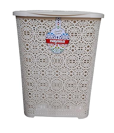 Buy Nayasa Flower Laundry Basket Small 30 Liters Approx Ivory Online At Low Prices In India Amazon In