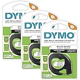 DYMO LT Paper Labels for LetraTag Label Makers, Black Print on White Labels, 1/2" x 13-Foot Rolls, 3 Count