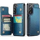 Vinich for Samsung Galaxy S22 Plus Wallet Case with Card Holder, RFID Blocking Credit Slots Kickstand Shockproof Phone Cover Fit for Galaxy S22 Plus 6.6" Blue