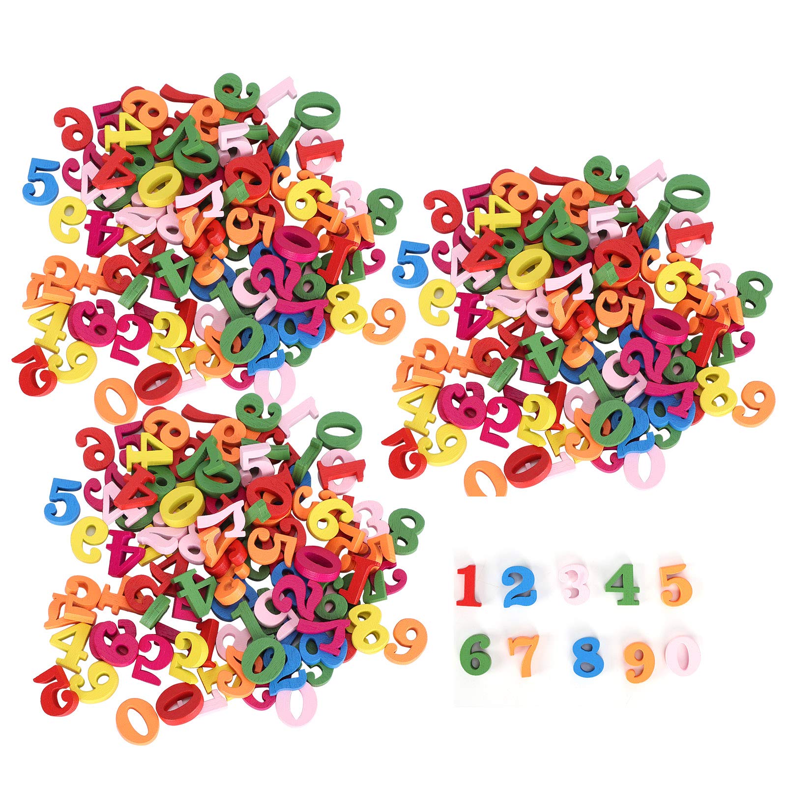 Colorful Wooden Numbers, 300 Pack 0-9 Numbers Small Wooden Buttons Decorative Wood Button Rustic Buttons DIY Decoations Cloth Button for Art Craft Clothes Sewing