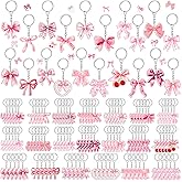 Equsion 100 Pcs Pink Bow Party Favors, Acrylic Pink Bow Keychains Bulk Cute Valentine's Day Gifts for Coquette Girly Preppy Wedding Bridal Shower Baby Shower 1st Birthday Party Favors, 20 Styles