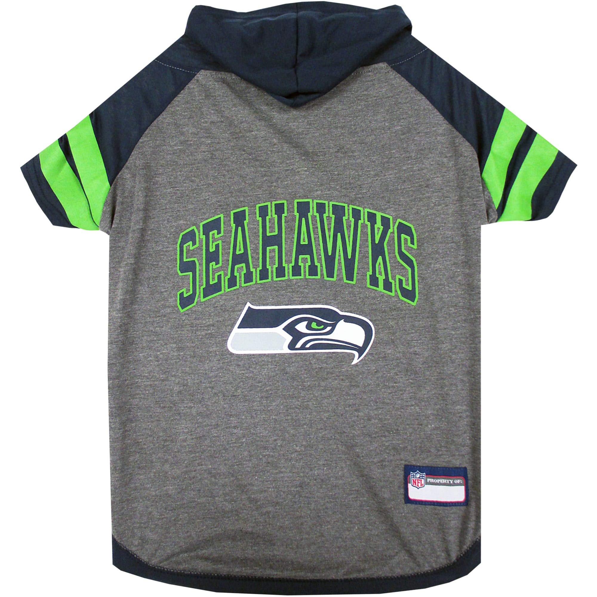 Pets First NFL Seattle Seahawks Hoodie for Dogs & Cats. NFL Football Licensed Dog Hoody Tee Shirt, Medium. Sports Hoody T-Shirt for Pets. Licensed Sporty Dog Shirt